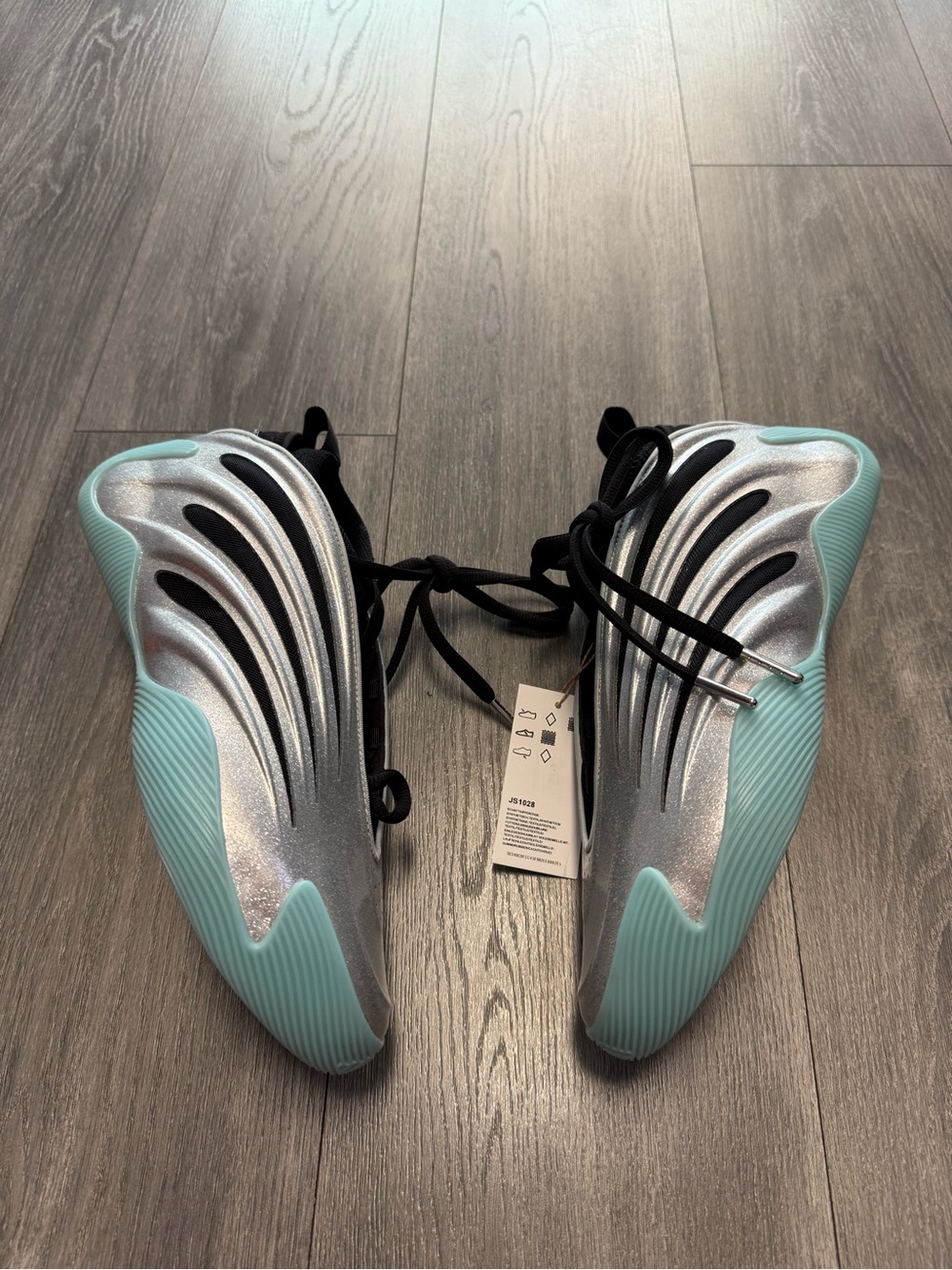Adidas Harden Volume 9 Uno Metallic Silver Black Aqua JS1028 NEW Men